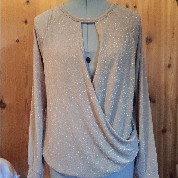 RACHELRachel Roy Open scoop-neck sparkle blouse