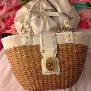 Coach straw bucket tote