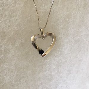 Heart shape sterling silver blue sapphire necklace