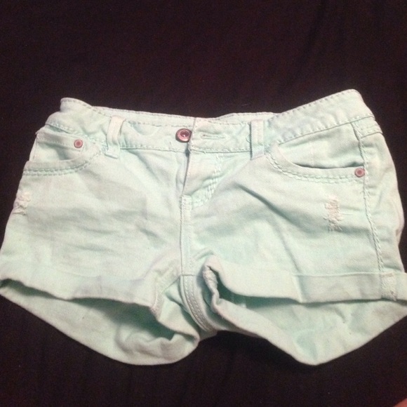 light blue short shorts