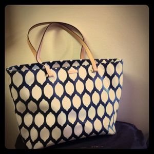 Kate Spade Navy and white Lemon Tote