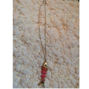 Long red and pink fish necklace