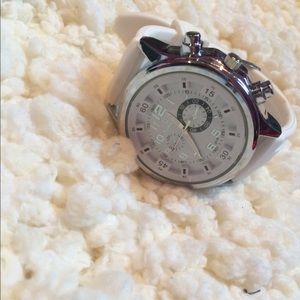 White rubber and stainless steel watch