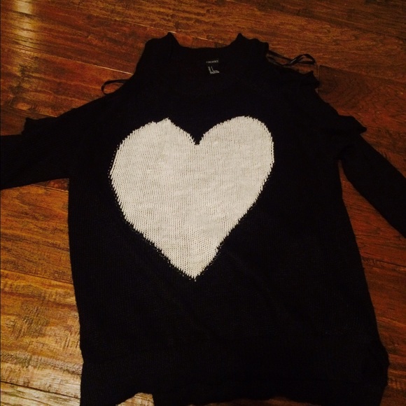 Forever 21 black sweater with cut offs on sleeves - Picture 1 of 3