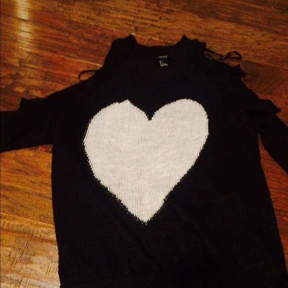 Forever 21 black sweater with cut offs on sleeves - Picture 2 of 3