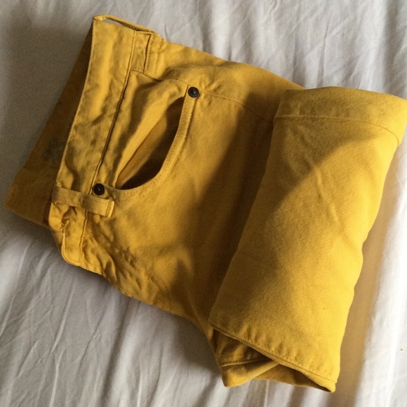 Yellow j. Crew toothpick pants