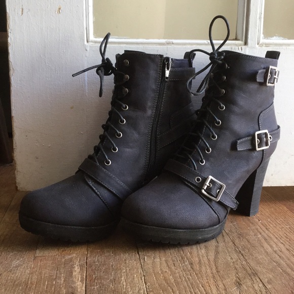 Heeled Combat Boots - Picture 1 of 4
