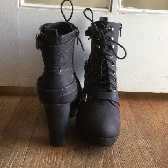Heeled Combat Boots - Picture 2 of 4