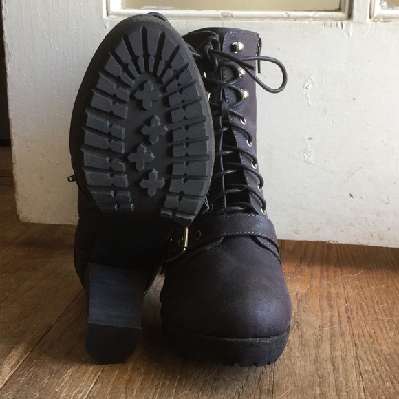 Heeled Combat Boots - Picture 3 of 4
