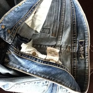 Hudson blue jeans. A light wash.