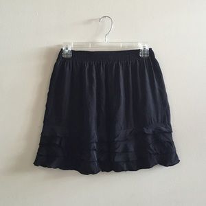 Urban Outfitters Black Silk Ruffled Mini Skirt