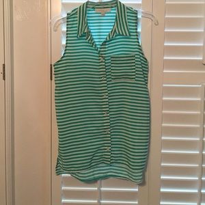 Olive & Oak green/white striped sleeveless top