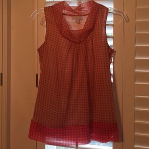 Orange and beige shimmer sleeveless top