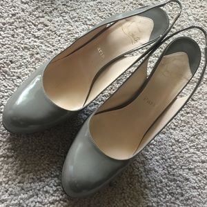 Gray olive Louboutin sling backs