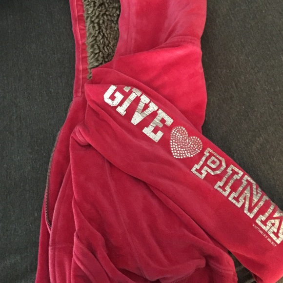 blinged out, velour, hot pink with a furry hood