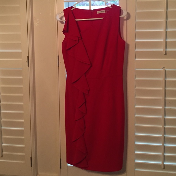 Calvin Klein ruffle front dress