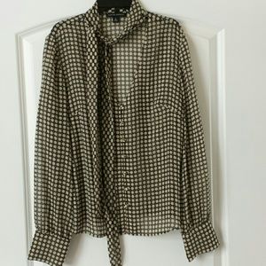 Banana Republic  cream and black sheer blouse