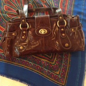 Brown leather handbag