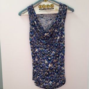 Blue Cable and Gauge Cowl Neck Tank🎽