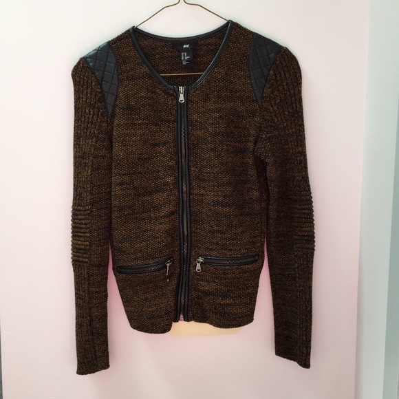 Gorgeous Leather Trim and Cable Knit H&M Sweater