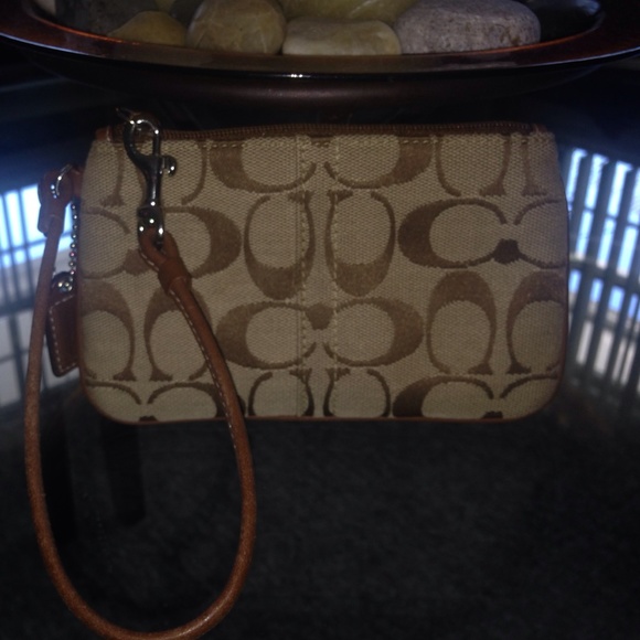 Tan Coach  wristlet