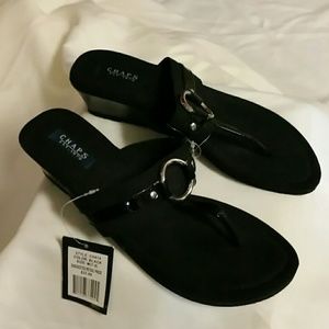 Chaps Black Thong Sandals