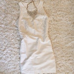 LOFT Short Sleeve Embroidered Floral Pipe Dress