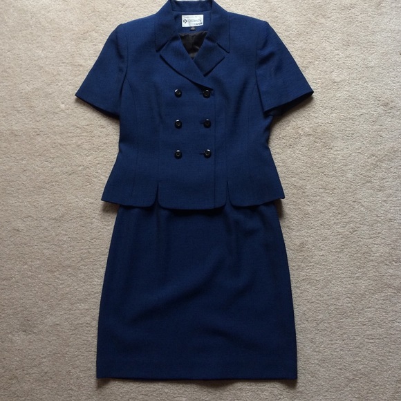 Navy Blue lined suit with skirt