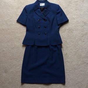 Navy Blue lined suit with skirt