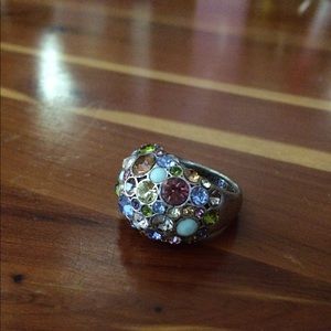 Bulky rhinestone ring. Fossil.