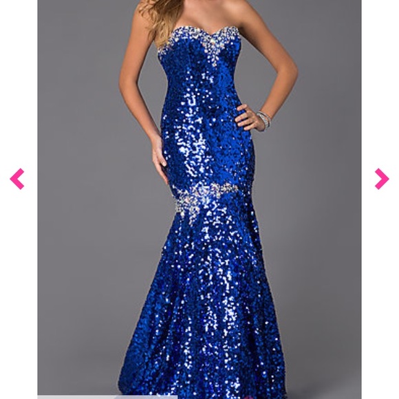 Sequin royal blue mermaid prom dress