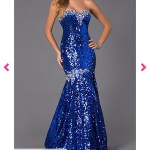Sequin royal blue mermaid prom dress