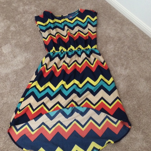 Bright Chevron High to Low Dress