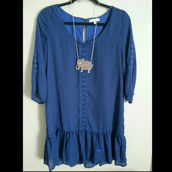 Dark blue drop waist dress