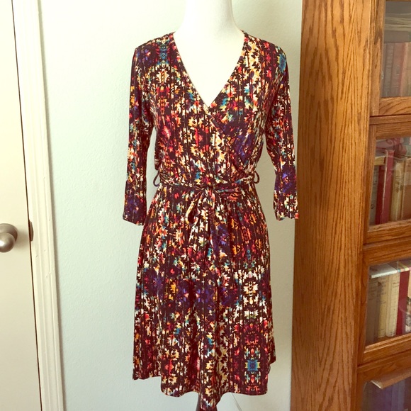 Watercolor Ikat Faux Wrap Dress