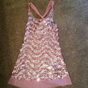 Adorable pink and silver sequin mini dress/top