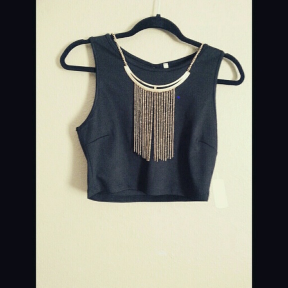 Black crop top with necklace