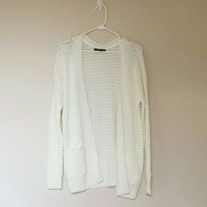 White Oversize Long Knitted Cardigan