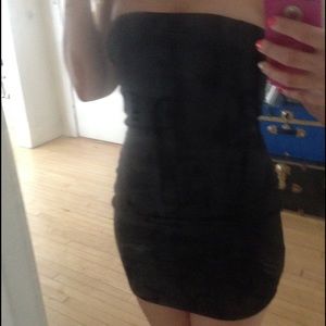 Black strapless tight dress
