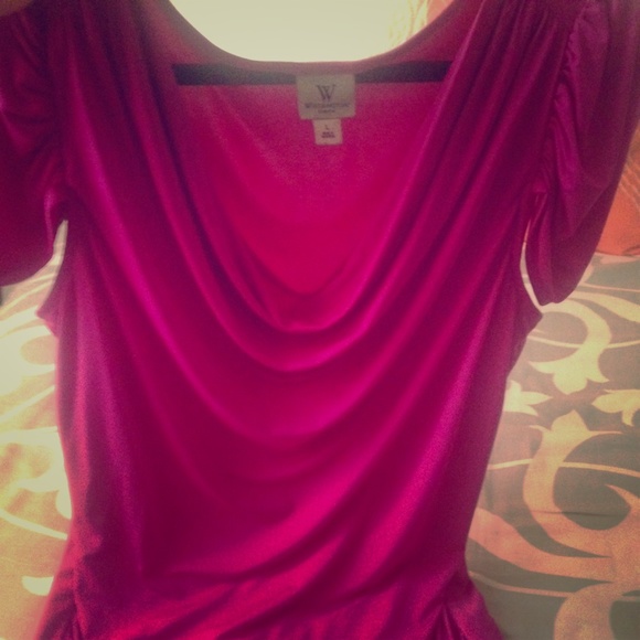Hot pink (magenta) shirt with draping in the front