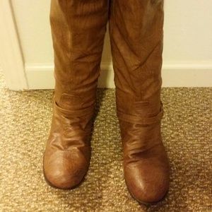 Brown knee high riding boots