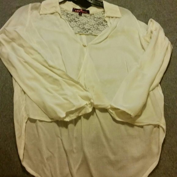 High low white lace blouse