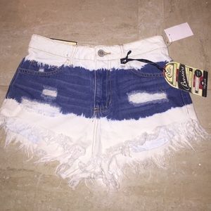 High waisted denim shorts