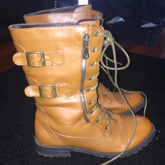 Tan combat boots