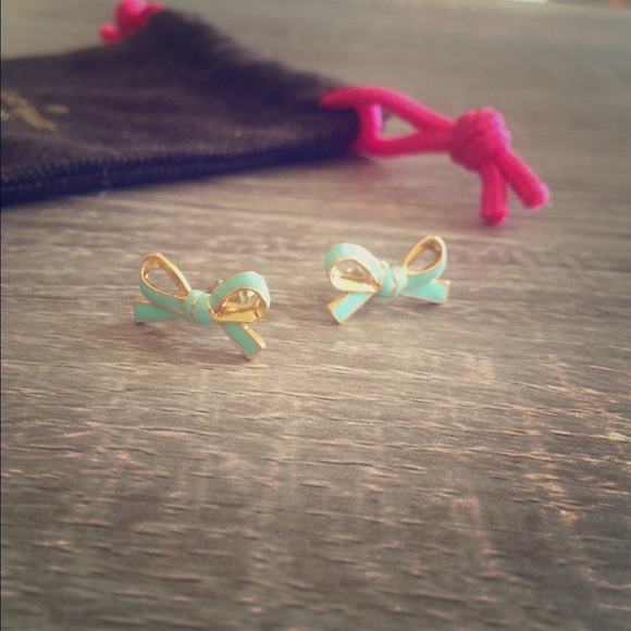 Kate Spade Tiffany-blue stud bow earrings 14k gold