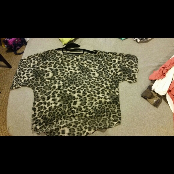 Leopard see through flowy blouse