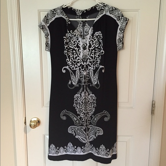 Classic black dress with white pattern