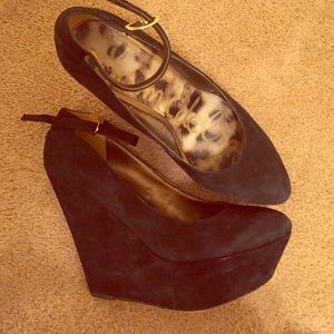 Sam Edelman Black Quinn Suede Platform Wedge 8.5
