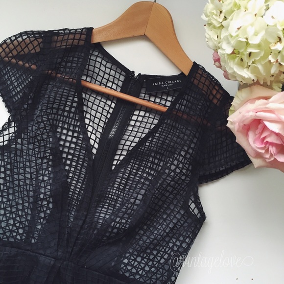 AKIRA Dresses & Skirts - 🆕Black Grid Plunge Playsuit