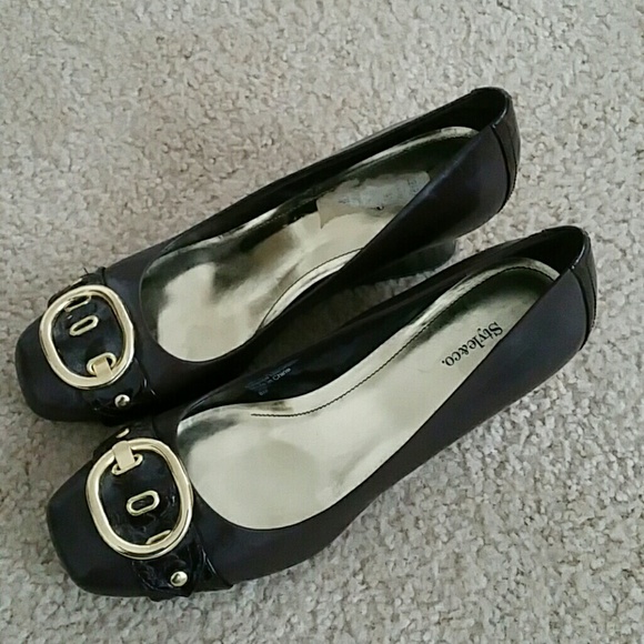 Chocolate Brown Leather Wedge